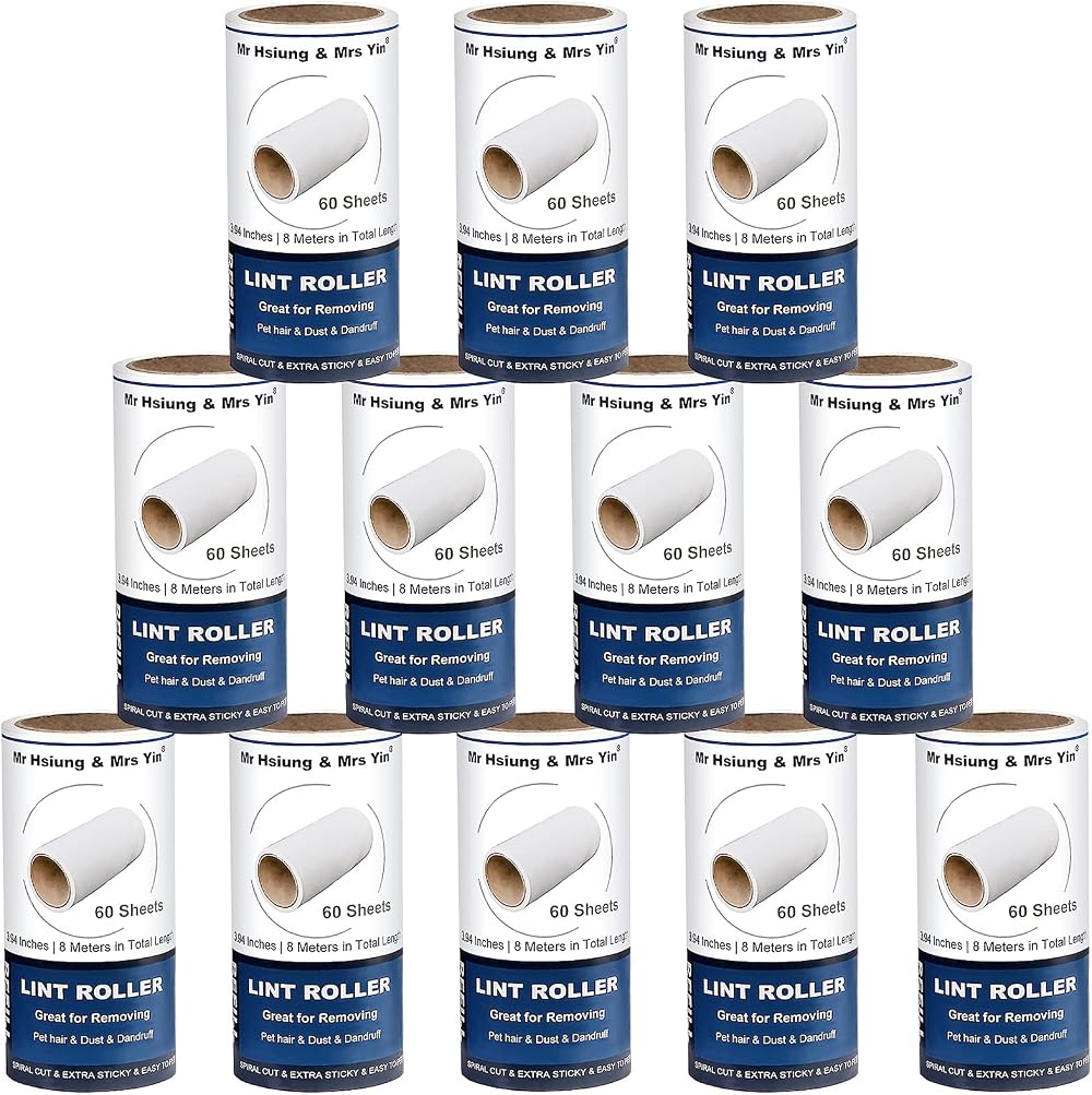 Mr Hsiung & Mrs Yin 720 Sheets Lint Roller Refills 12 Pack Extra Sticky