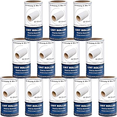 Mr Hsiung & Mrs Yin 720 Sheets Lint Roller Refills 12 Pack Extra Sticky