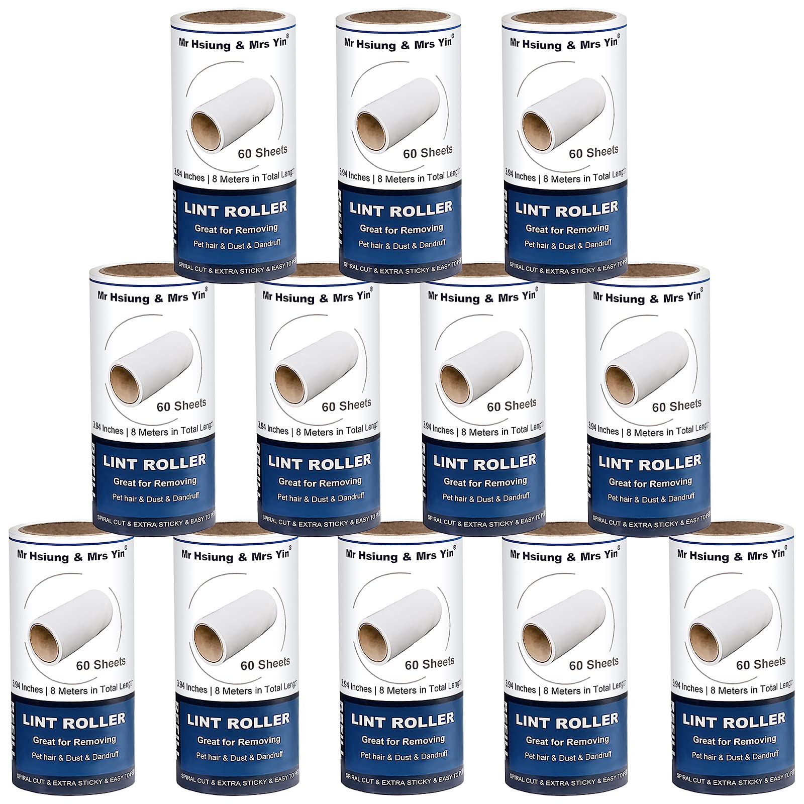 720 Sheets Lint Roller Refills (12 Pack) – Extra Sticky Refills for Lint Roller, Clothes & Pet Hair Removal, Dog Hair Remover, Lint Brush – Value Pack, Great Value for Money