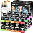 Shuttle Art Metallic Acrylic Paint Set, 20 Colors Metallic Paint in Bottles (60ml, 2oz) with 10 Brushes and 1 Palette, Rich Pigments, Non-Toxic for Artists, Beginners on Rocks Crafts CanvasWood Fabric