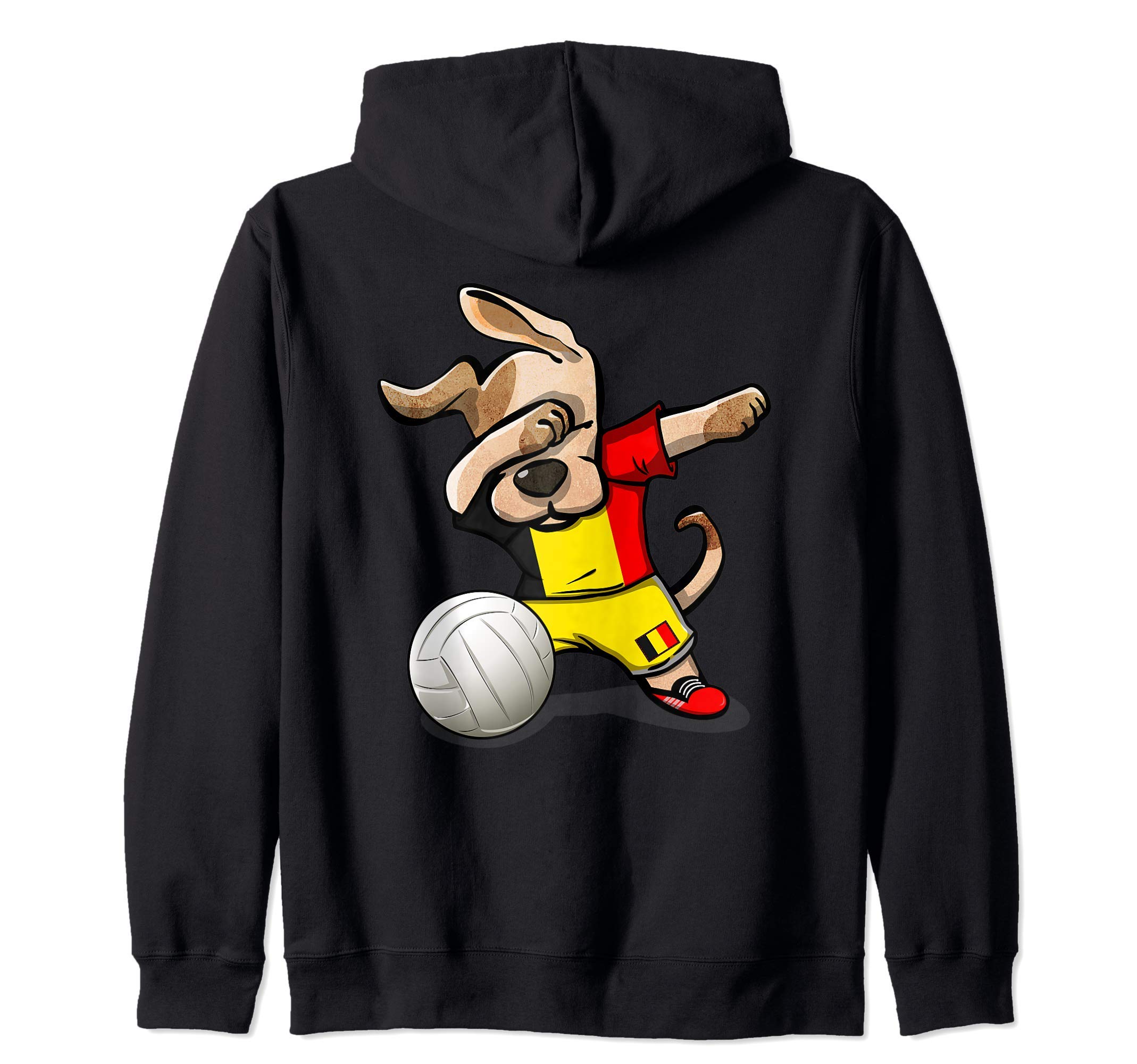 Dabbing Dog Proud Belgium Volleyball Lovers Belgian Flag Zip Hoodie