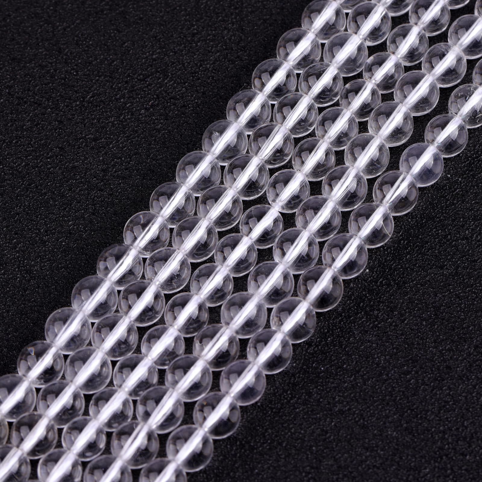 GEM-Inside AA Grade 6mm White Clear Rock Quartz Crystal Round Gemstone Semi Precious Loose Beads for Jewellery Making 15''