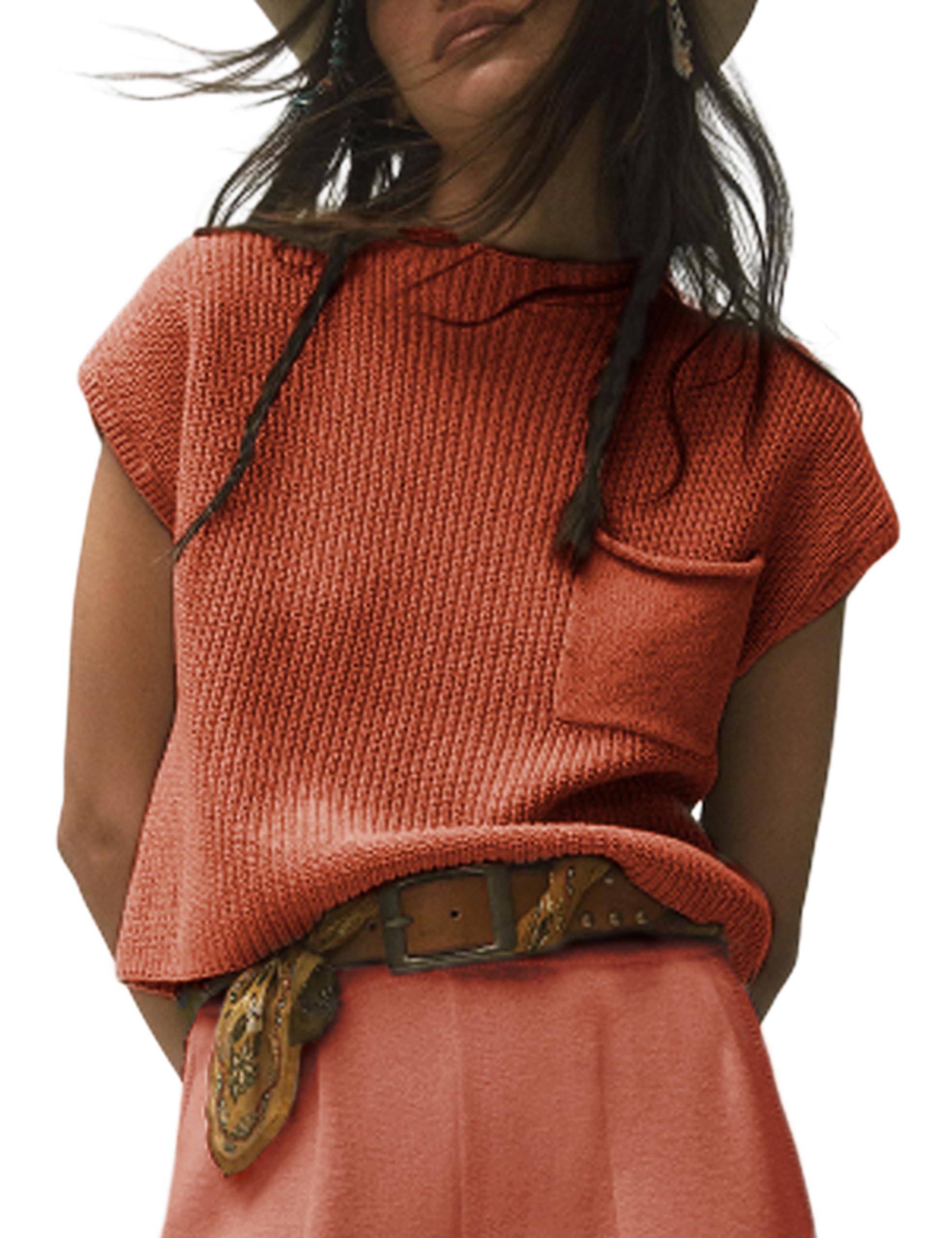 Himosyber Women's Solid Sleeveless Vest Mock Neck