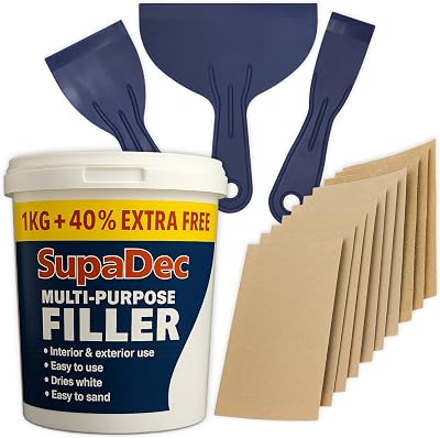 Decex Wall Repair Kit 1.4kg Ready Mixed Filler 12 Sand Papers Gloves