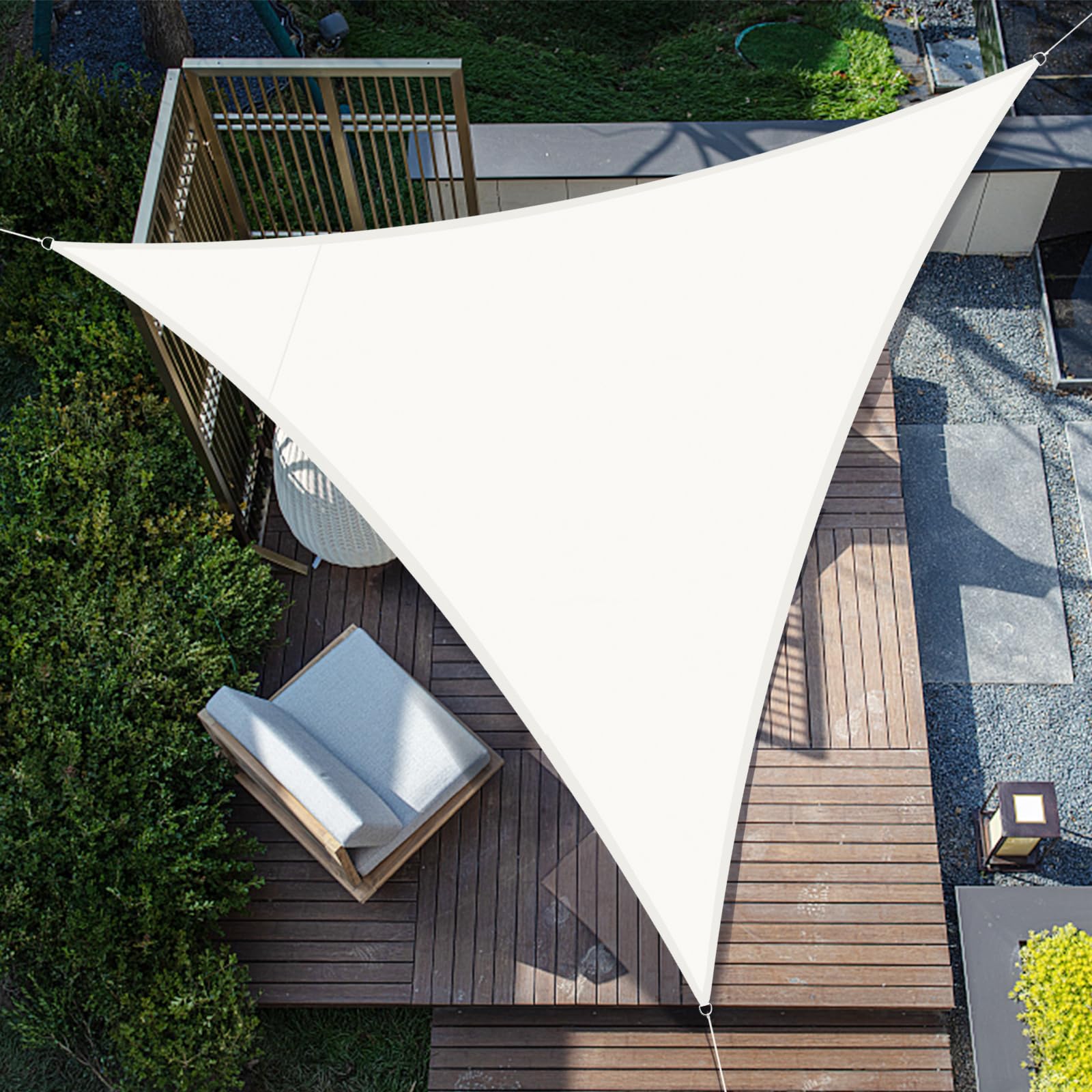 SUNNY GUARD Sun Shade Sail Triangle 3x3x3m Waterproof UV Block for Garden Outdoor Patio - Cream