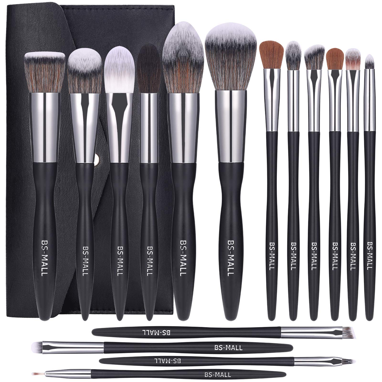 Makeup Brushes,Difitem Professional 16-Piece Make Up Brushes Foundation Powder Eyeshadow Eyeliner Eyelash Concealer Highlighter Blending Blush Stippling Contour Makeup Brushes Sets with Leather Bag