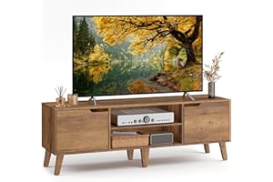 VASAGLE TV Stand for 65-Inch TVs, Entertainment Center with Adjustable Shelf, 58-Inch Long Media Console Table, Transitional Style, for Living Room, Bedroom, Honey Brown ULTV556K01