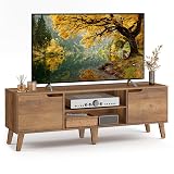 VASAGLE TV Stand for 65-Inch TVs, Entertainment Center with Adjustable Shelf, 58-Inch Long Media Console Table, Transitional Style, for Living Room, Bedroom, Honey Brown ULTV556K01