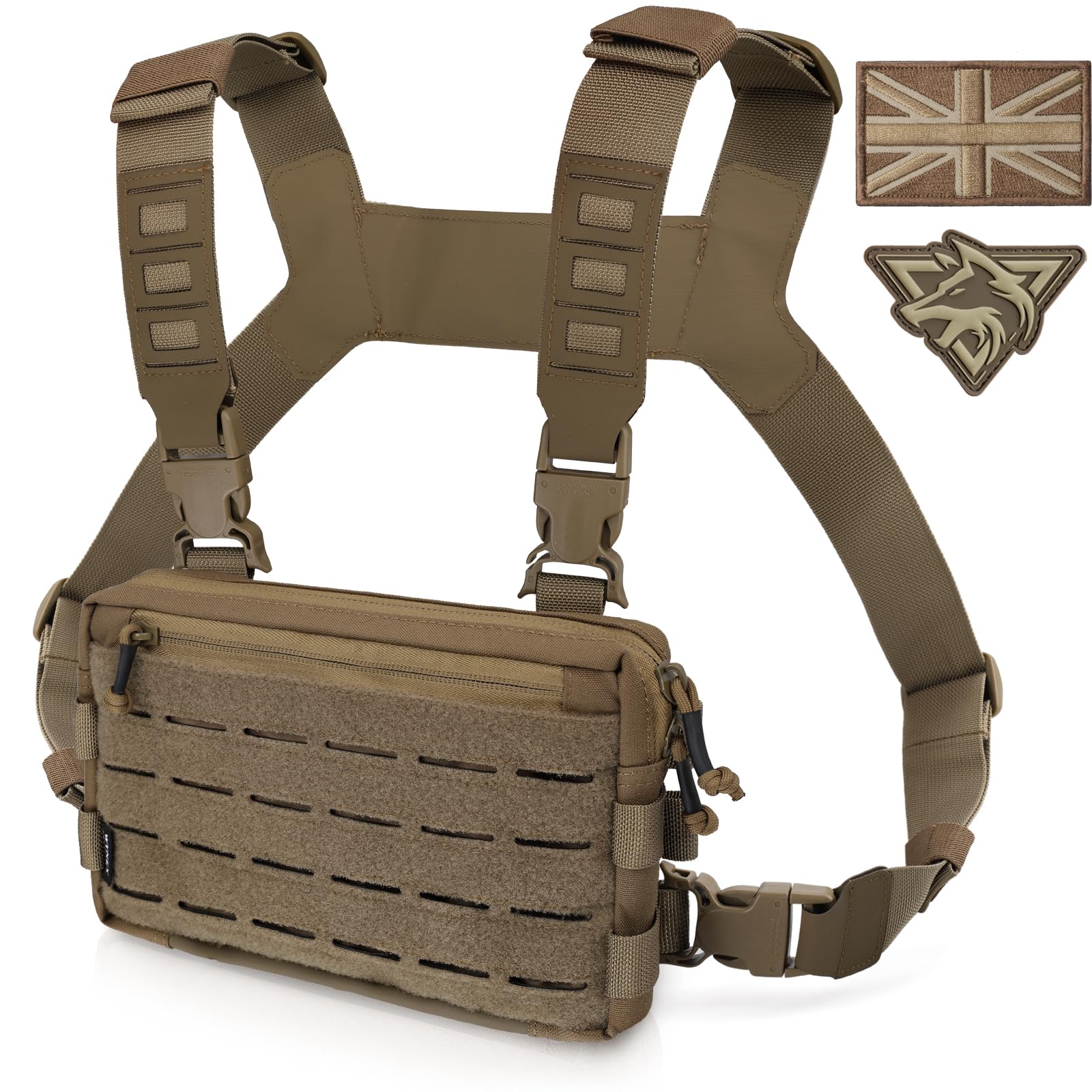 WYNEX Tactical Chest Rig Pack for Men, Running Chest Bag with Front Loop Recon Chest Rigs for Hunting Outdoor EDC