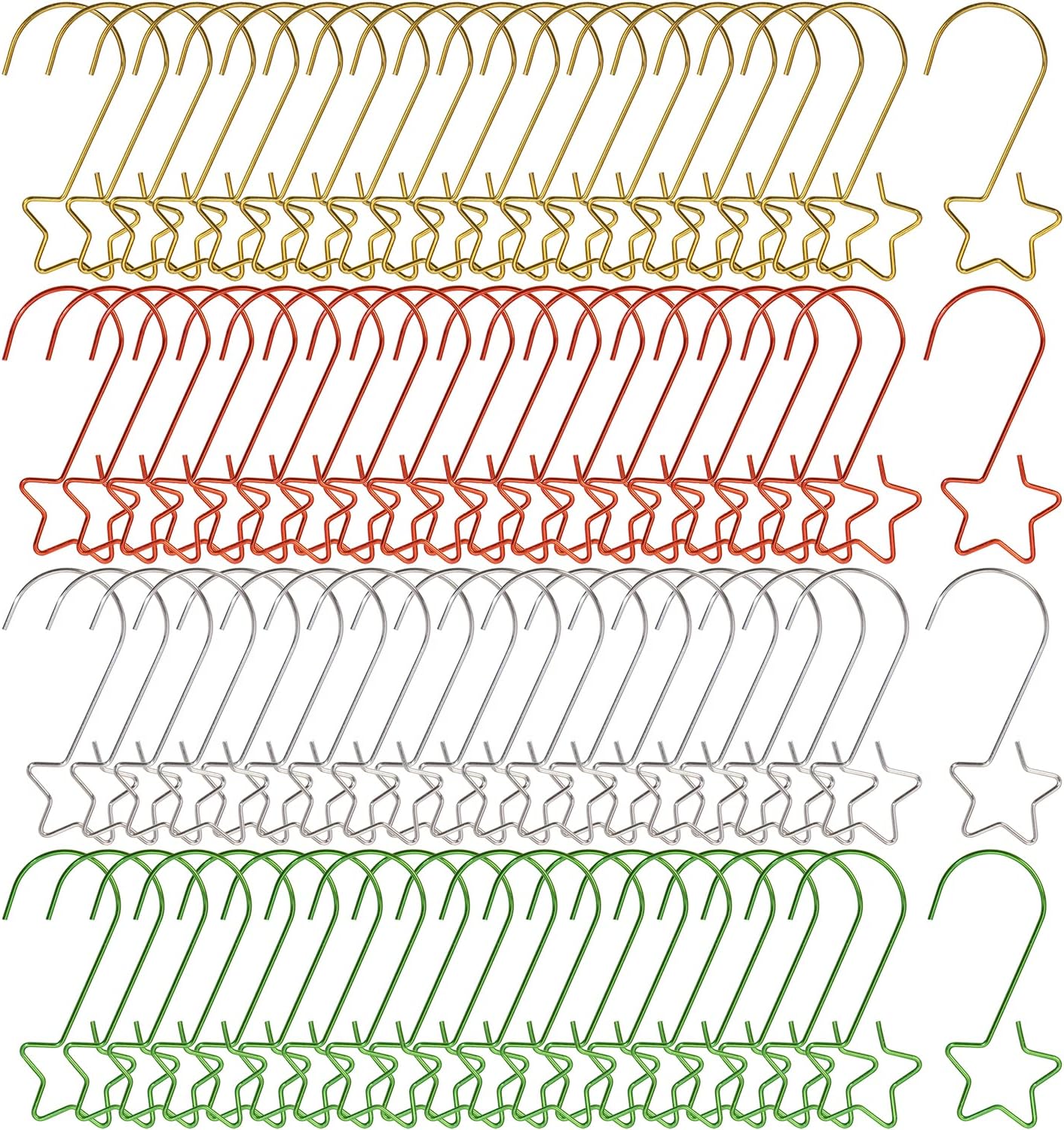 Ornament Hooks - Tupalizy 80PCS Star Shaped Ornament Hooks for Hanging Christmas Tree Decorations Hangers Stainless Steel S Crafting Hook Stocking Holiday Balls Party Decor Supplies (Mixed Color)