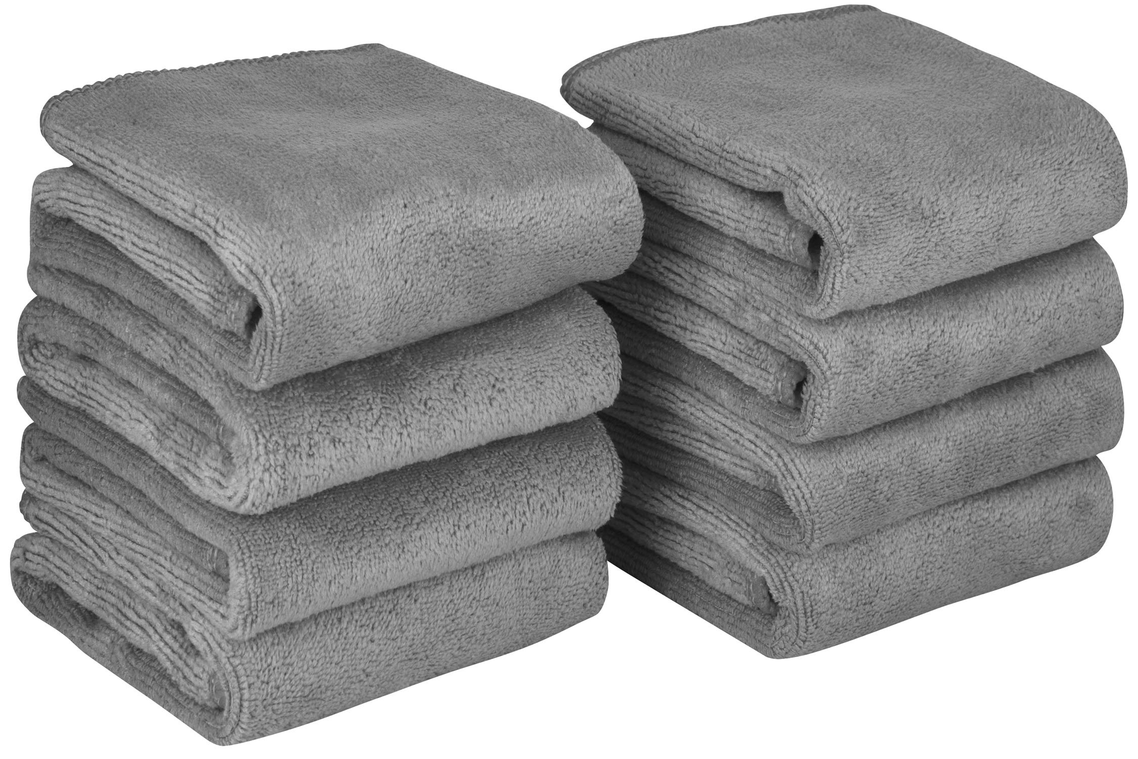 BW&HM Microfibre Face Cloths Makeup Remover Cloths Face Drying cloths Wash Towels Facial Cleansing Towels Super Soft 30cm x 30cm 8 Pack Grey โ image 1