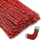 Eppingwin 200pcs Pipe Cleaners, Glitter Red Pipe