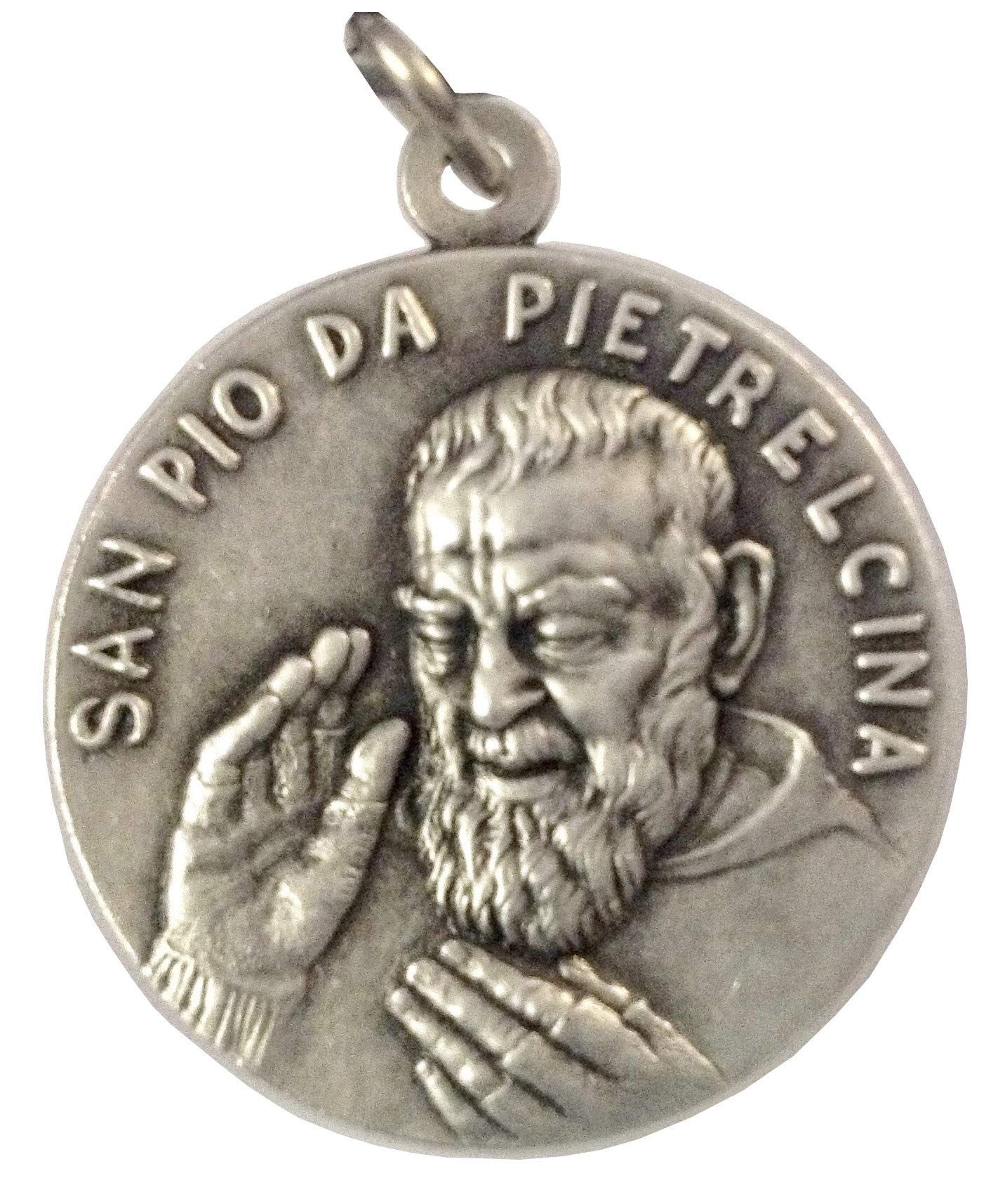 I G J SAINT PIO FROM PIETRELCINA (PADRE PIO) Medal - BIG SIZE - 32 mm - Made in HIGH RELIEF - 100% MADE IN ITALY