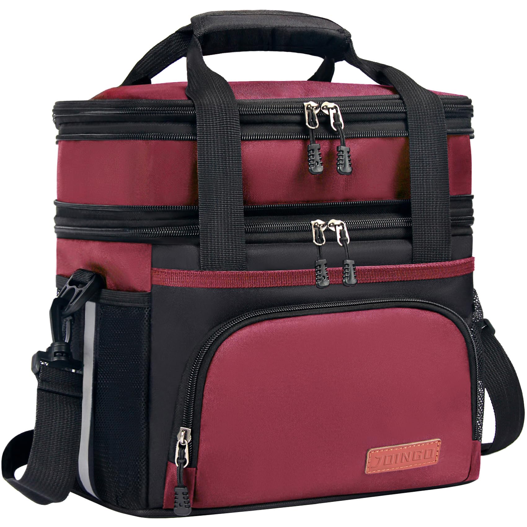 Photo 1 of JOINGO Lunch Box For Men/Women,Large Double-layer Insulated Expandable Reusable Leakproof Cooler Bags For Adults,Lunch Bag With Adjustable Shoulder Strap For Office Travel Picnic(Red)