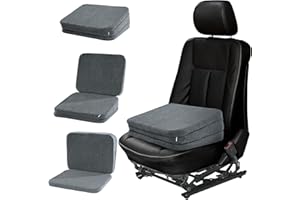 HOMBYS Adjustable Car Booster Seat for Short Drivers, 3 Heights for Different People, Adult Car Seat Cushions for Driving, Supportive Car Seat Pad for Lower Back Pain Reduce, (17"x13.8"x6.3", Grey)
