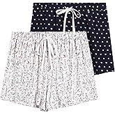 Korelayer 2 Pack Pajama Shorts for Women Cotton Sleep Shorts Casual Lounge Pants Drawstring Pj Bottoms