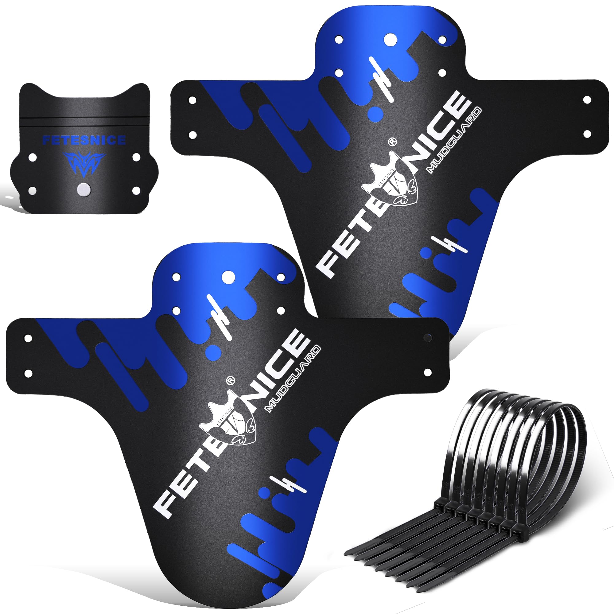 FETESNICE Mountain Bike Mudguard, 2Pcs MTB Mudguard Front and Rear Compatible,Fits 26", 27.5", 29", Plus Size and Fat Bike Wheel Sizes (Polish Blue)