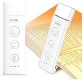 Gritin Book Light Rechargeable, Clip on LED Reading Light for Books in Bed | Eye Caring 3-Color &amp; 5-Brightness, Stepless Dimming, Long Lasting, Compact Size Flexible Book Lamp for Bookworms