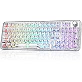 YUNZII X98 QMK/VIA Wireless Mechanical Gaming Keyboard with Knob,Tri-Mode BT5.0/USB-C/2.4GHz Hot Swappable Keyboard,Pre-lubed Switches Gasket Mount RGB Backlit for Wins/Mac (White, Snow Switch)