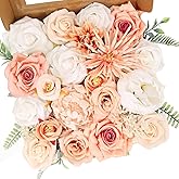 Luckinds Artificial Flowers Combo Box Set Artificial Bouquets Wedding Flowers for Centerpieces Faux Flowers with Stems Peach Roses Artificial Flowers for Decor