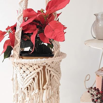 LoveKnots Macrame Rope Hanging Planters for Balcony, Indoor Outdoor Macrame Plant Hanger Boho Home D
