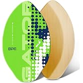 BPS 'Gator' Wooden Skimboard for Beach - Kids &amp; Adults, No Wax Needed | 7-ply poplar, waterproof coated, full EVA grip pad, nose rocker, sized 30-40in to 180lbs, 12-month Right Choice Promise