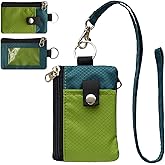 CHENSPRX Minimalist RFID Blocking Small Wallet with ID Window,WaterResistant Zip Id Case Wallet with Lanyard Keychain for Cards,Cash,Travel,Women,Men