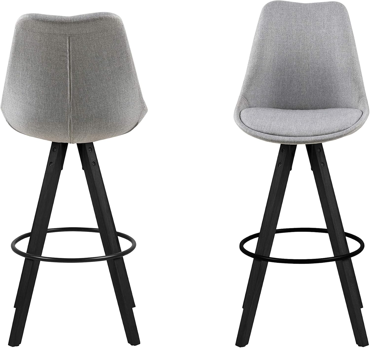 AC Design Furniture Bar Stool, Fabric, Light Grey/Black, B 48,5 x T55