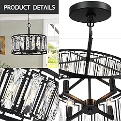 Giiland Modern Crystal Chandeliers, 4 Lights Black