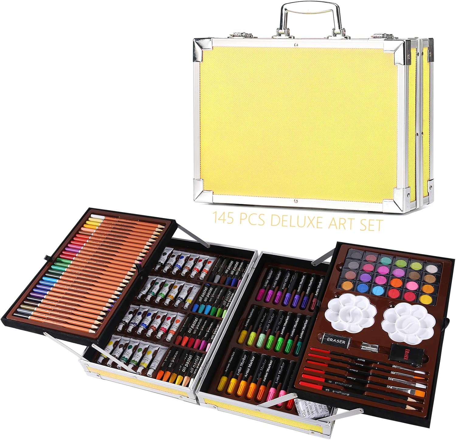 H&B Drawing Art Set 145 Piece,Professional Deluxe Art Set for Painting