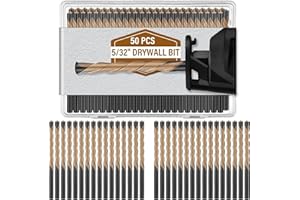 TenutaRealX 50-Pack Drywall Router Bits, 5/32″ Guide Point Cutting Bits, M2 High Speed Steel, Compatible with Spiral Saw Cuto