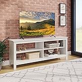 Panana Modern TV Stand with 4 Open Shelves 55inch Entertainment Center for TVs up to 65inch Medial TV Console Table Cabinet for Living Room (White)