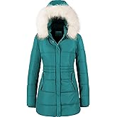 Chrisuno Women's Winter Warm Coats Puffer Jacket Long Drawstring Waterproof Snow Parka With Removable Faux Fur Trim Hood