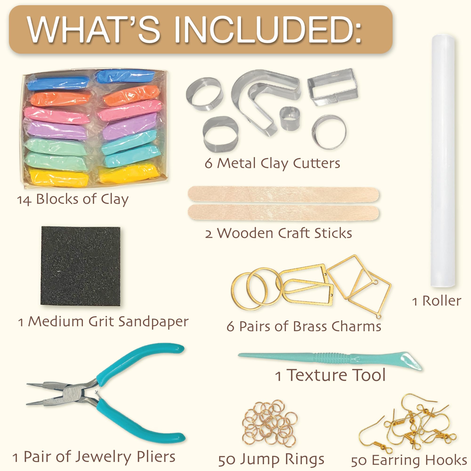 JOiFULi 132 Pc- Complete DIY Friendship Craft Set for Teens, Ages 12+ Aesthetic Polymer Clay Earring Jewelry Craft Making Set