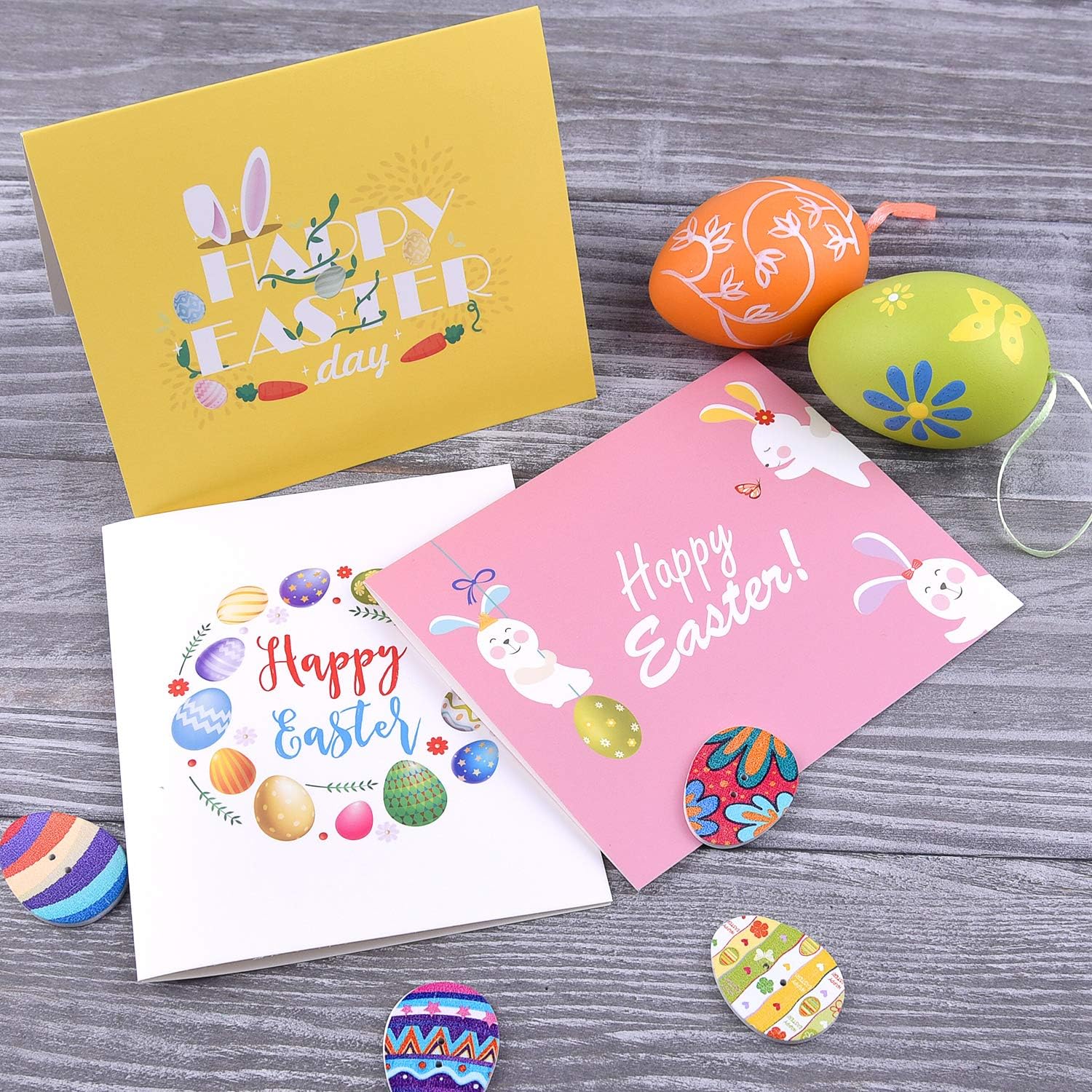 Amazon Com Tuparka 36 Pcs Happy Easter Cards 2021 Easter Greeting Cards Assortment Spring Note Cards With 36 Envelopes And Sticker For Kids Office Products