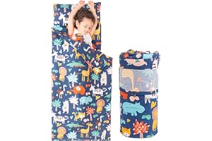 Rossison Nap Mat with Pillow and Blanket 100% Cotton with Microfiber Fill, Padded Sleeping Mat, for Daycare Preschool Toddler Prek Boys Girls Kids (Animal Park, Extra Long-56"x20")