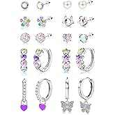 Jstyle Hypoallergenic Earrings for Girls Women Surgical Stainlee Steel Earrings for Sensitive Ears Screw Back Earrings Set Cute Hoop Earrings for Girls Kids Earrings Toddler Earrings Jewelry for Teen Girls