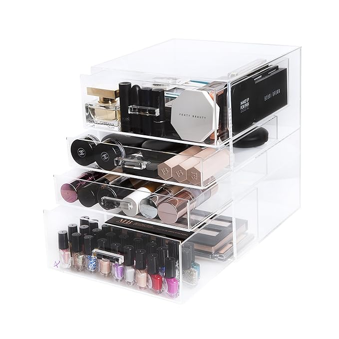 Arnais Beauty Large Makeup Organiser Storage 4 Tier Cosmetic Box Made with HighQuality Acrylic