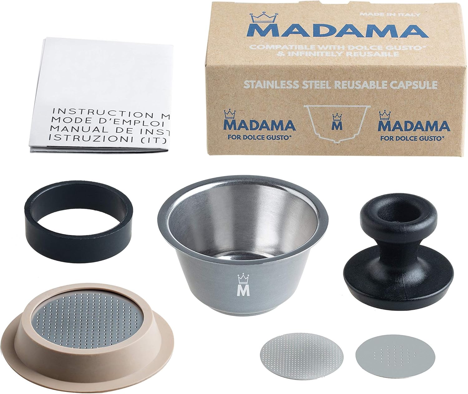Madama - Refillable and Reusable Capsule Compatible with Dolce Gusto. Stainless Steel and Food-Grade Silicone. Pack of 1 pod - Image 3