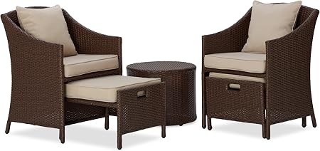 Amazon Com Strathwood All Weather Wicker 5 Piece Furniture Set Garden Outdoor