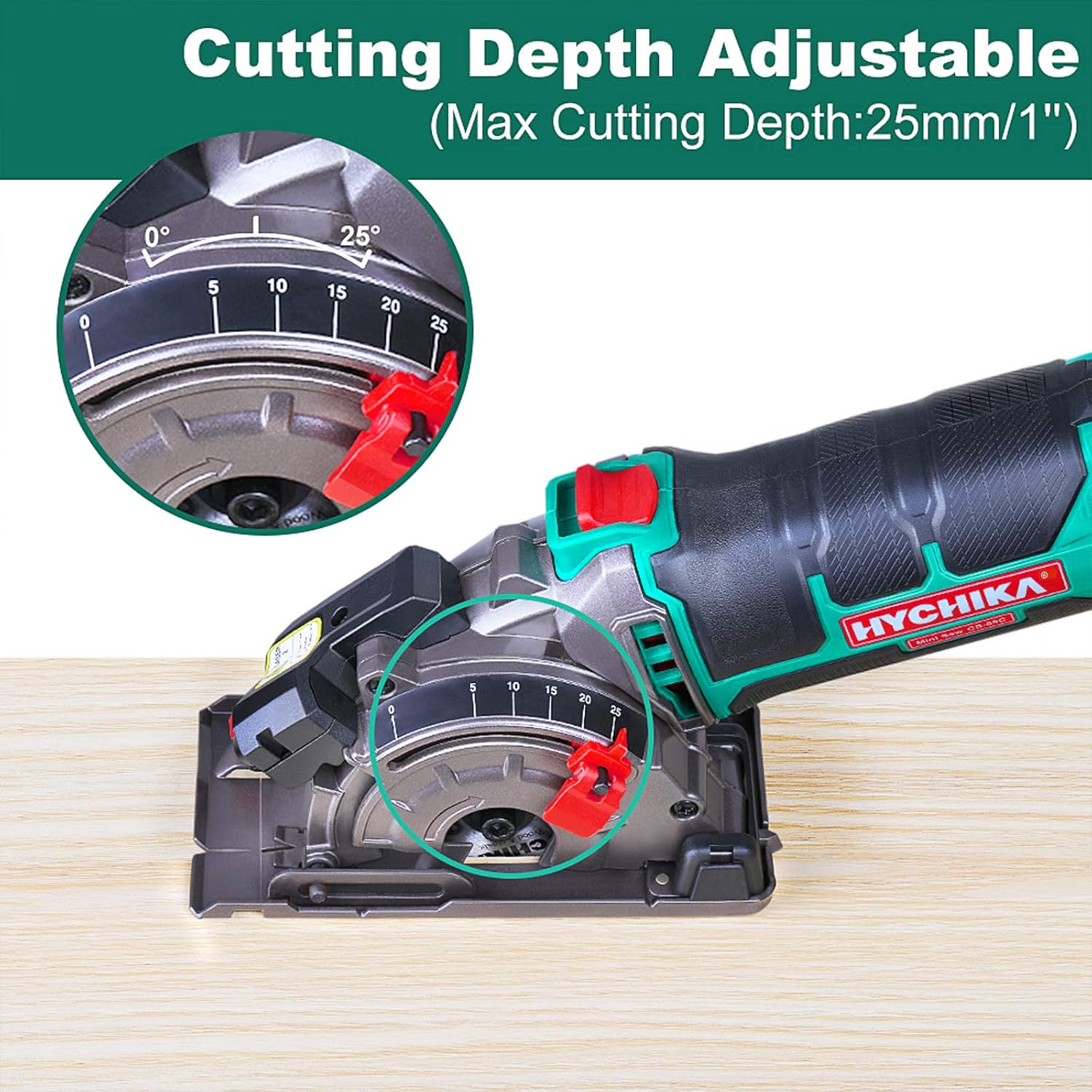 Mini Circular Saw, HYCHIKA Compact Circular Saw Tile Saw with 3 Saw Blades 4A Pure Copper Motor, 3-3/8”4500RPM Ideal for Wood, Soft Metal, Tile and Plastic Cuts, Laser Guide, Scale Ruler - - 