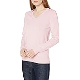 Amazon Essentials womens 100% Cotton Long-sleeve V-neck Sweater