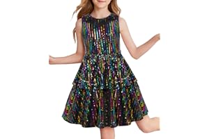 Danna Belle Girls Sequin Dress Sleeveless Party Birthday Dual-Layer Dresses 6-14