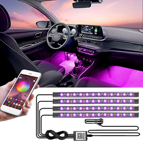 Amazon 車 Led Rgb テープライト モバイルapp制御 シガーソケット式 フットランプ 雰囲気ライト 3m両面テープ 車内装飾用 音に反応 防水 全8色に切替 高輝度 足下照明 Bluetooth接続 車 バイク 車 バイク