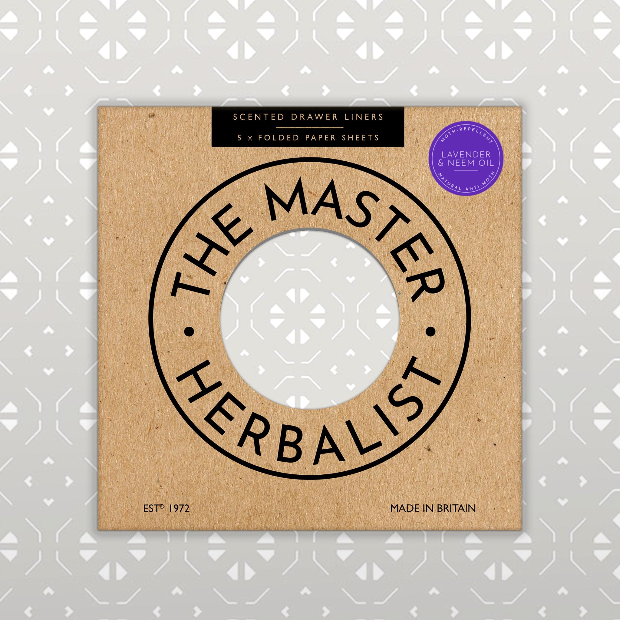 The Master Herbalist Fragrant Scented Drawer Liners (Folded) | Pack of 5 Sheets | Contains Essential Oils | Made in The UK (Soft Grey | Fresh Linen)