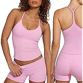 SUUKSESS Women Sexy Workout Sets Padded Sports Bra High Waisted Shorts Outfits