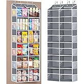 Univivi Over the Door Organizer 6 Tiers, Extra Large Door Hanging Organizer with Clear Deep Pockets Over the Door Storage for Closet, Bedroom, Nursery, Bathroom and Pantry (Grey)