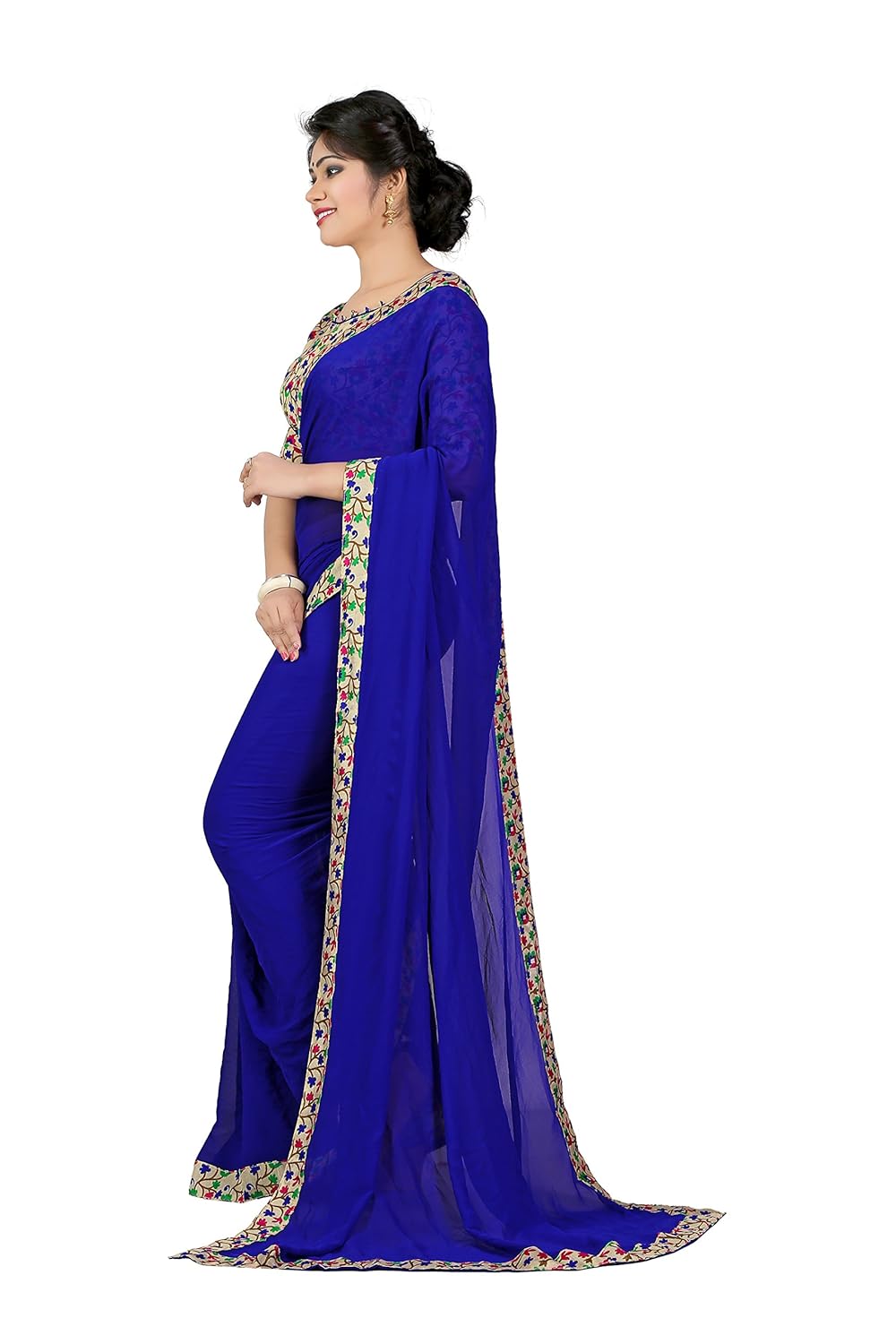 oomph! women's georgette saree with blouse piece