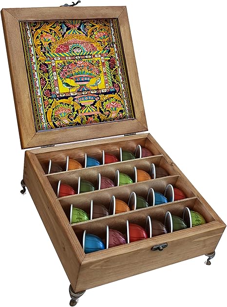 Amazon Com Joli Vita Coffee Pod Holder Compatible With Keurig K Cup Pods And Nespresso Capsules Tea Box Organizer Chest Tea Caddy For Tea Bags Teabox Tea Chest Organizer Lady Sun Sol Domine Kitchen