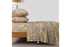 FADFAY 100% Cotton Twin Bed Sheet Set, 4 Piece Gray Vintage Floral Bird Print Bedding, Soft Breathable Cooling Sheets, Deep P